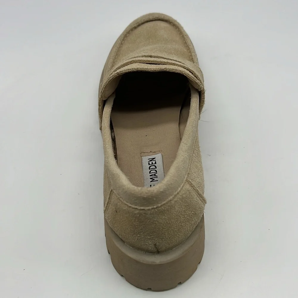 Steve Madden - Lila Taupe Suede Slip On Rounded Close Toe Chunky Loafer Size 8.5